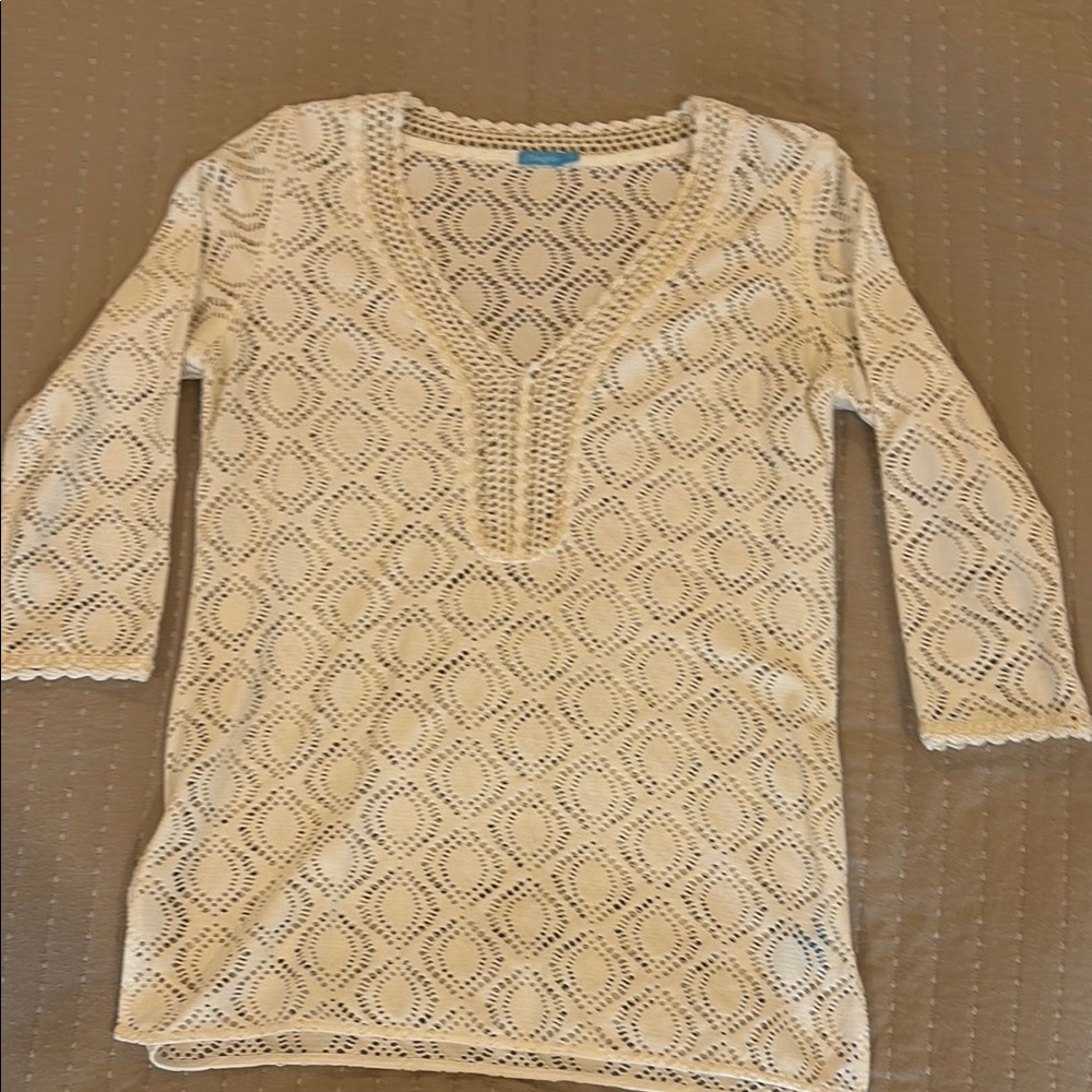 J. McLaughlin Cream Crochet Top